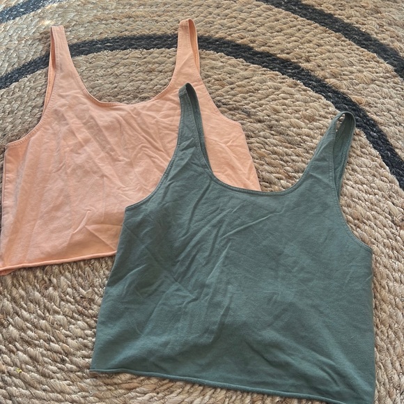 Melon and green tanks. Ties in back - Picture 2 of 2